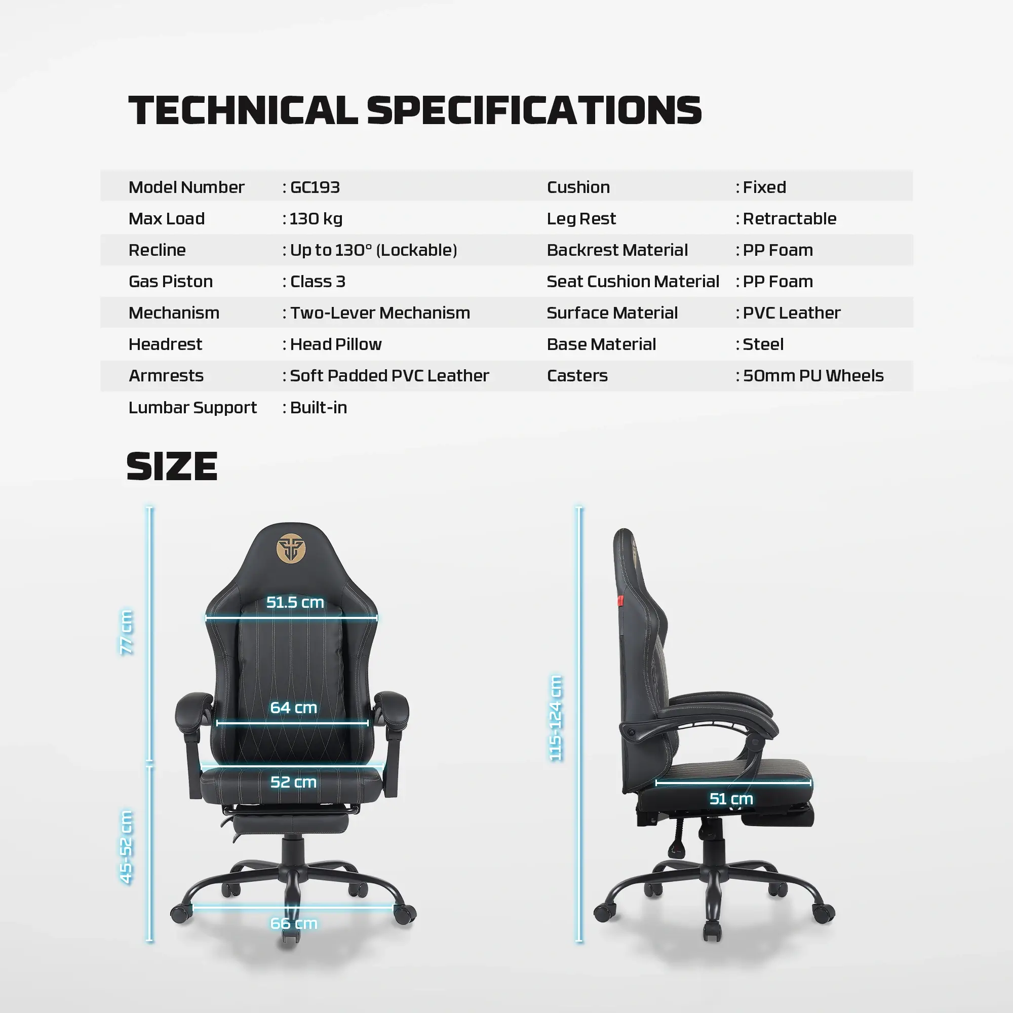 FANTECH GC193 GAMING CHAIR FANTECH GC193 GAMING CHAIR